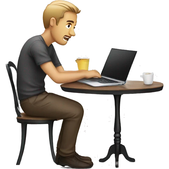 laptop with man in cafe emoji