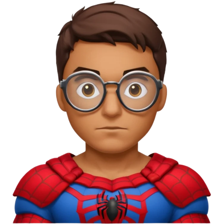 Spiderman, wearing gladiator cloth, big round glassed emoji