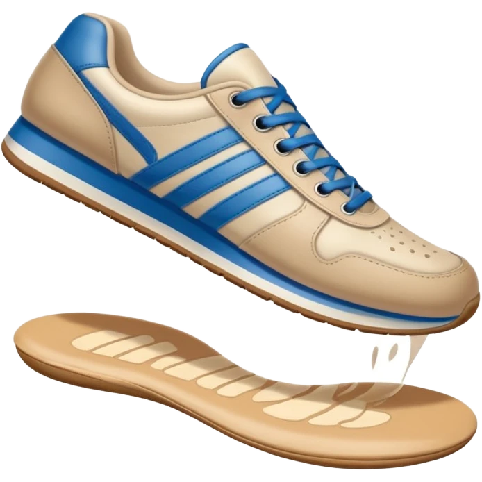  a foot wearing a sneaker pressing on the ground, leaving a visible shoe print beneath. Rounded, glossy, smooth, soft shadows, white background.


 emoji
