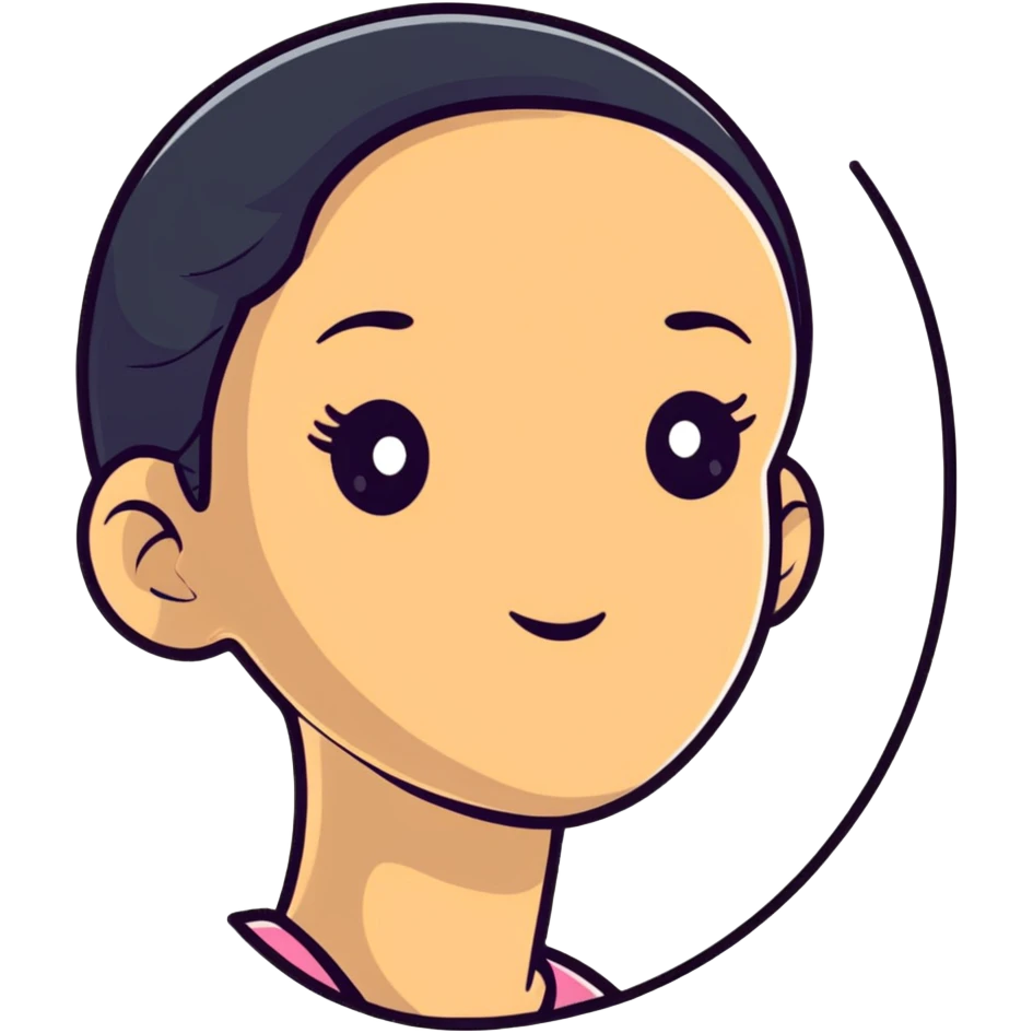girl character with oval flat top head emoji