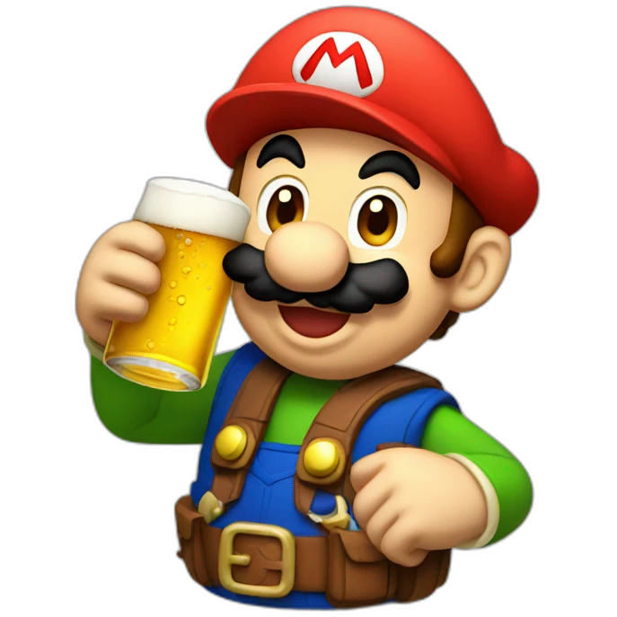 Mario drinking beer emoji