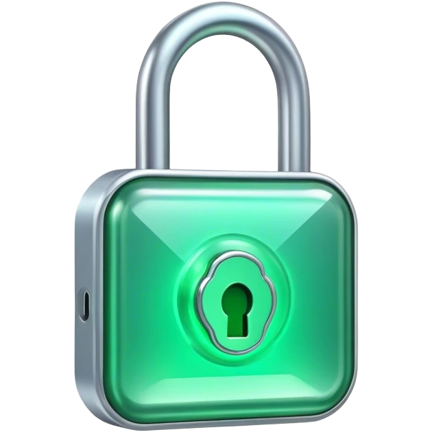 holographic and glassmorphic green lock emoji