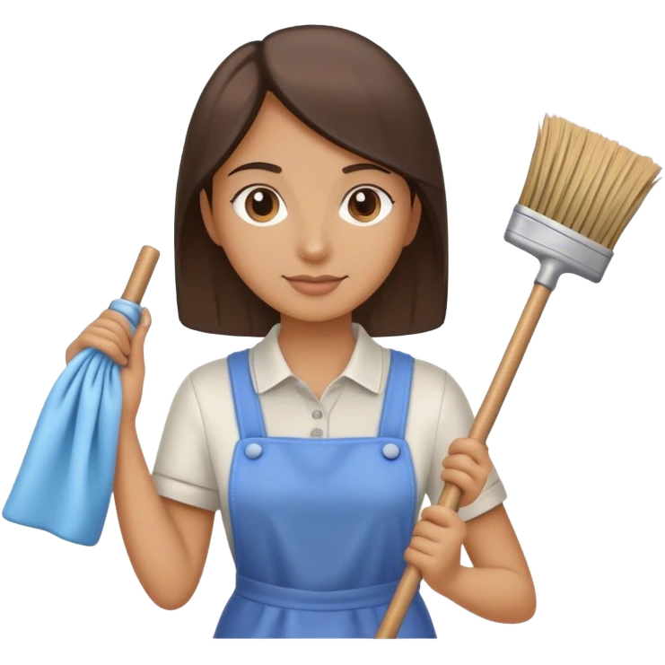 Cleaning supplies, including a broom, mop, and cleaning cloth emoji