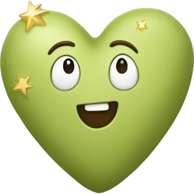 pistachio-colored heart with stars emoji