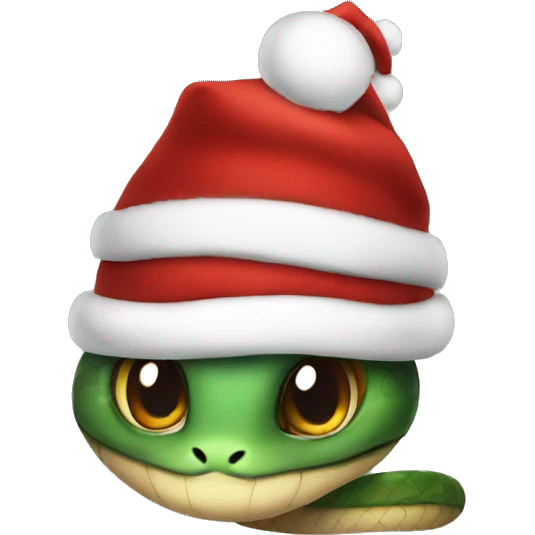 cute snake in a Christmas cap emoji