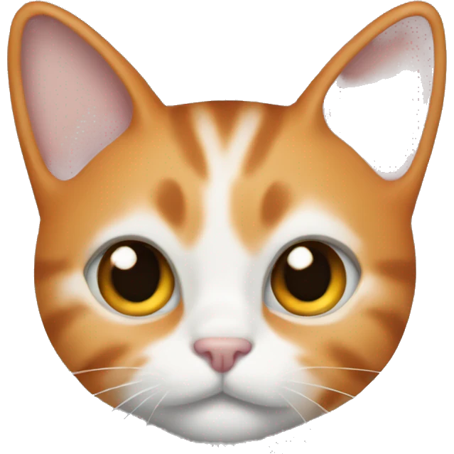 cat colored one ear orange and other ear black and the face is white emoji