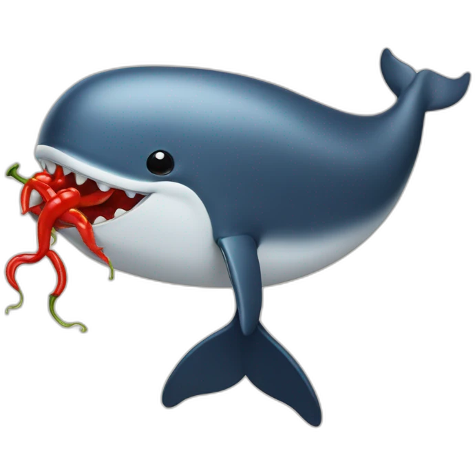 Whale eating a chili pepper emoji