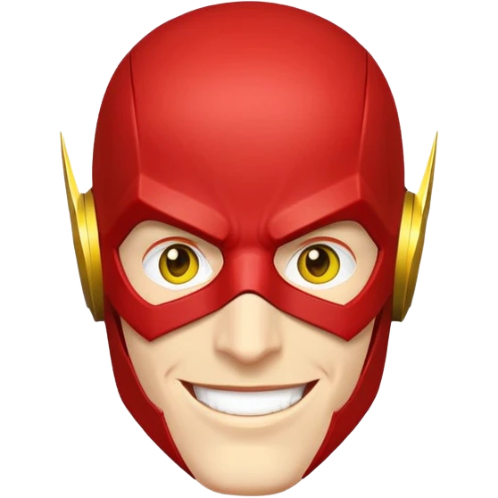 smiling face of The Flash superhero with red mask and yellow accents emoji