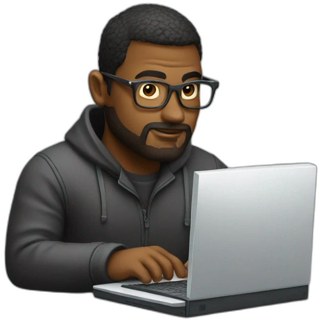Heavy programmer with computer emoji