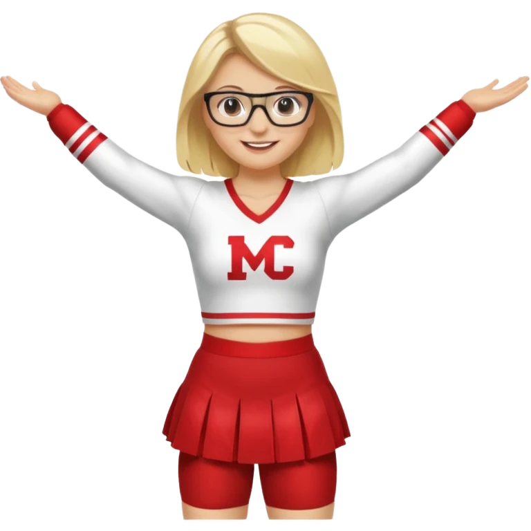  Sexy Dominatrix blonde hair and glasses full body in a cheerleader emoji