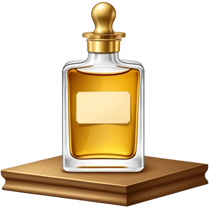luxurious serum bottle with fancy label on a shelf, blank sticky note nearby emoji
