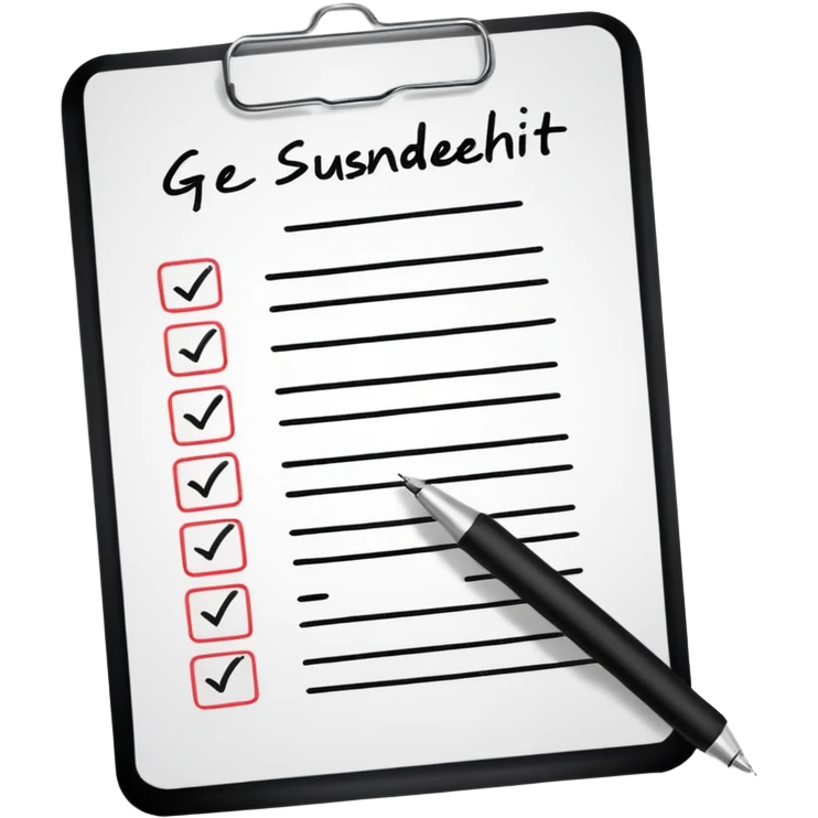 Checklist with the work "Gesundheit" on the top emoji