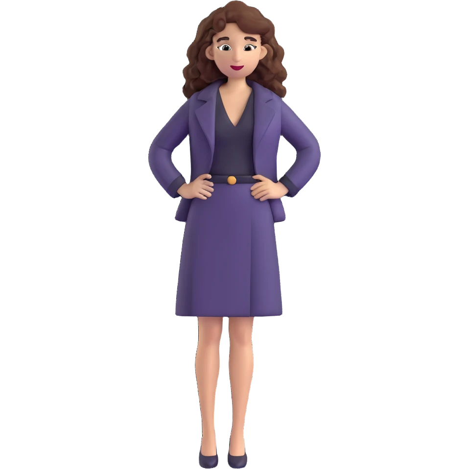 Trendy fashionable woman with long curly hair wearing chic clothes emoji