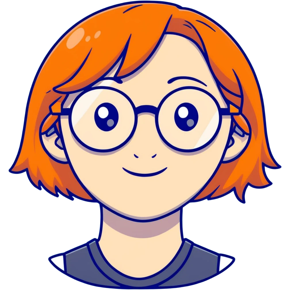orangehaired shy nerd girl with round glasses emoji