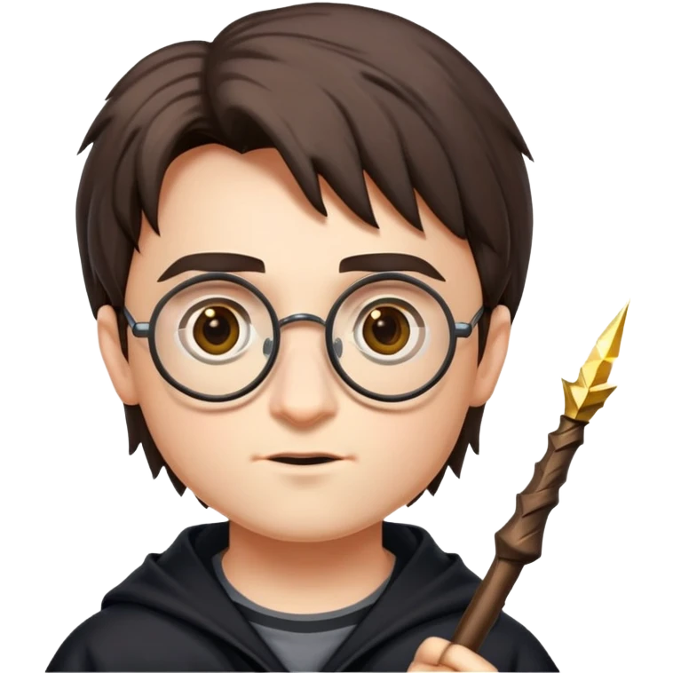 Harry Potter with glasses, lightning scar, and wand emoji