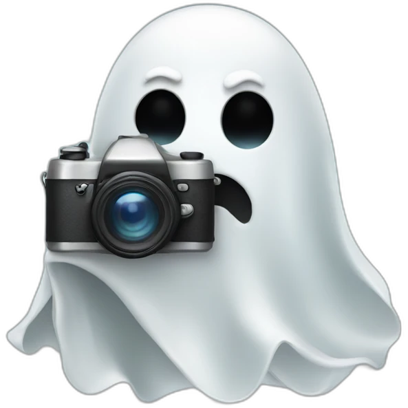 Ghost holding a camera emoji