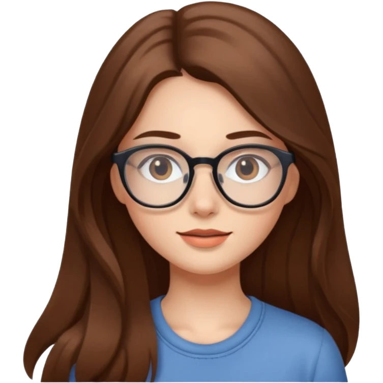 Beautiful girl with long brown hair and glasses emoji
