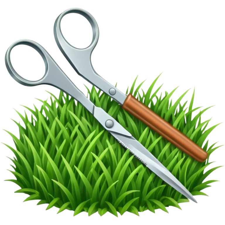  a pair of scisors cutting grass with emoji