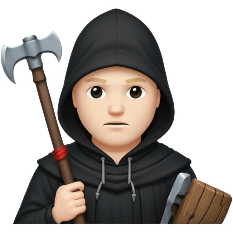 an executioner with a black hood so we can't see his face and an axe in his hand emoji
