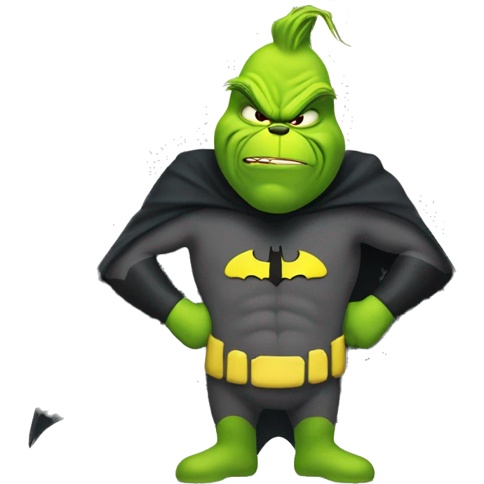 The Grinch dressed up like Batman emoji