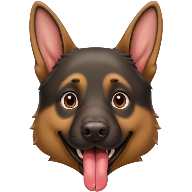 cartoon style dark German Shepherd dog with its tongue hanging out long emoji