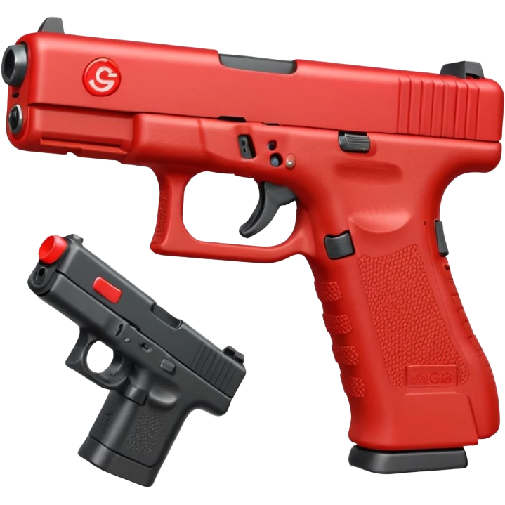 a red glock 20 with a drum mag inside of it with a red flag like people wear in real life with a incognito switch in the back plate emoji