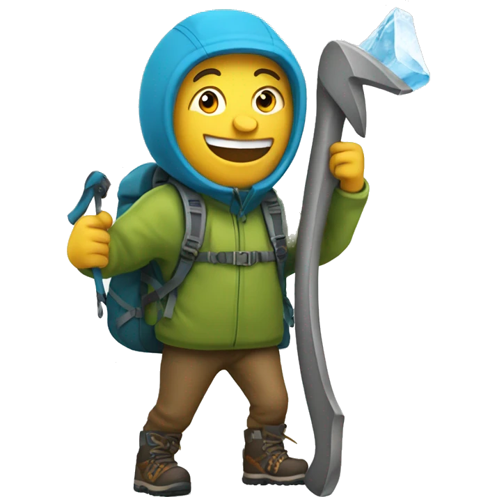 happy hiker with ice axe emoji