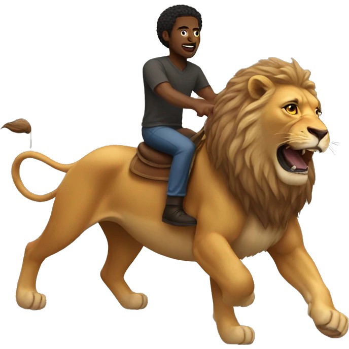 Black man riding a lion emoji