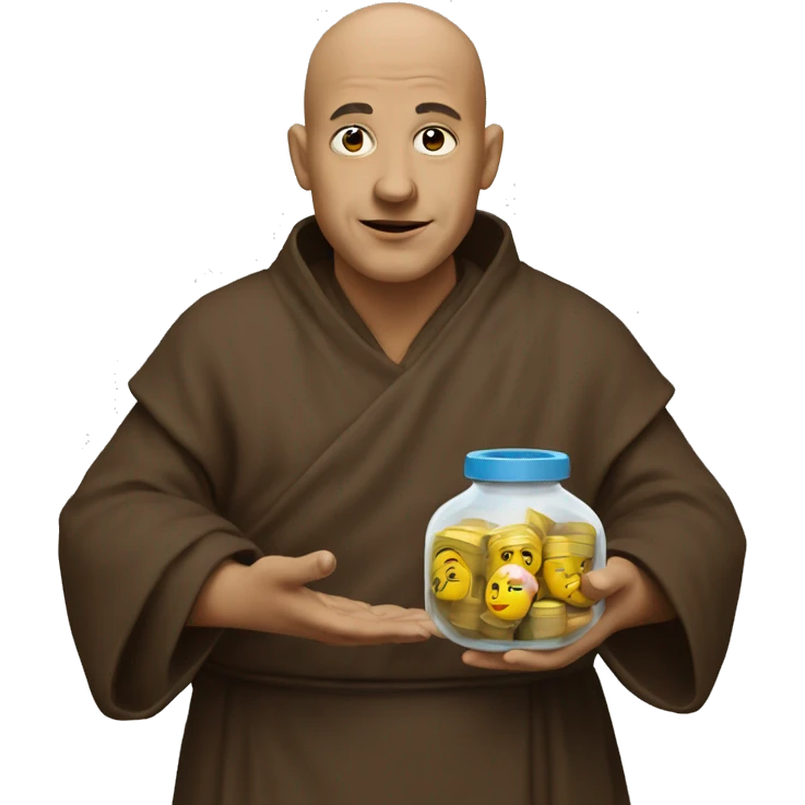 The monk collects donations emoji