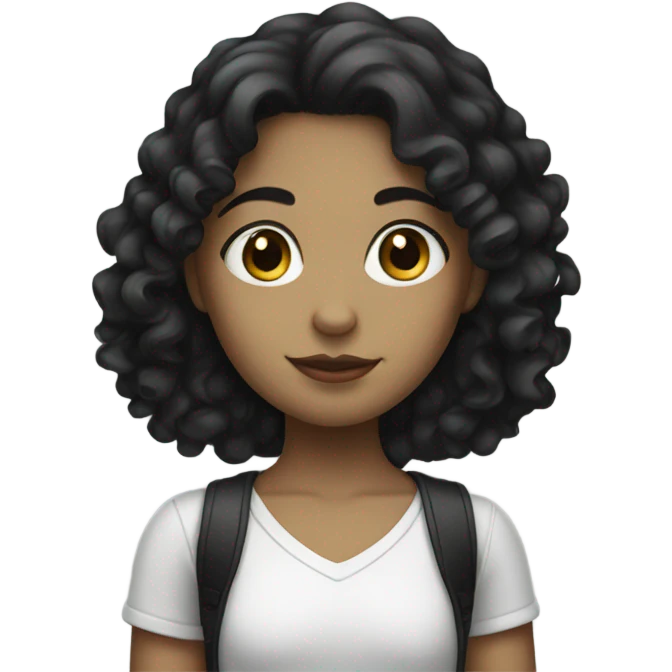 white skin girl has black curly hair  emoji