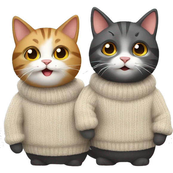 two happy cats wearing sweaters emoji
