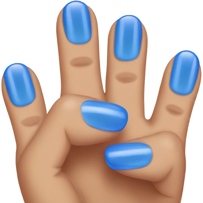 pretty blue acrylic nails 5 fingers emoji