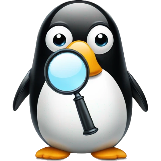 penguin holding a magnifying glass emoji