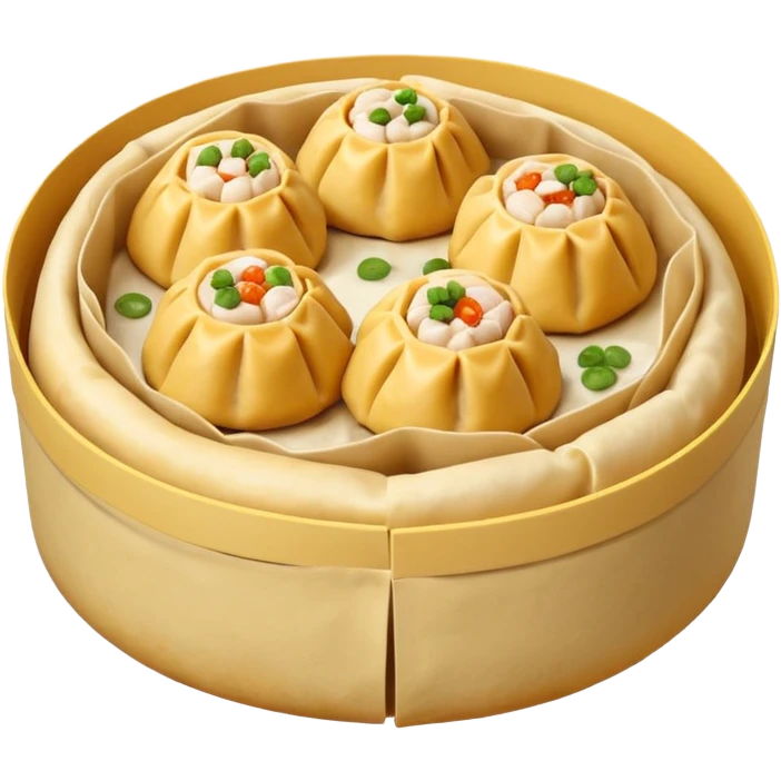 siu mai (a type of dim sum, just 1 white color fish patty wrapped by yellow dough, leaving only the top part unwrapped, shape looks like short cylinder shape) emoji