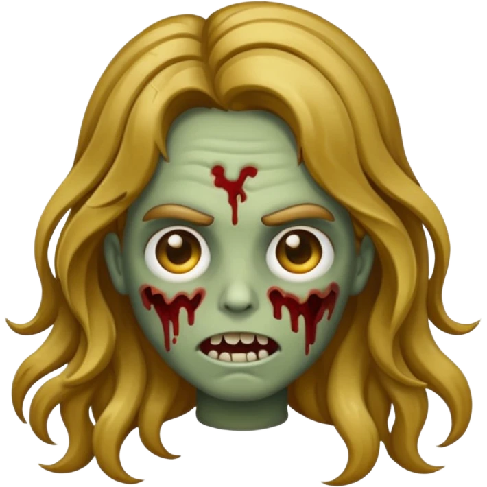 Make a zombie emoji with wavy hair castanho com golden streaks,e cabelo longo emoji