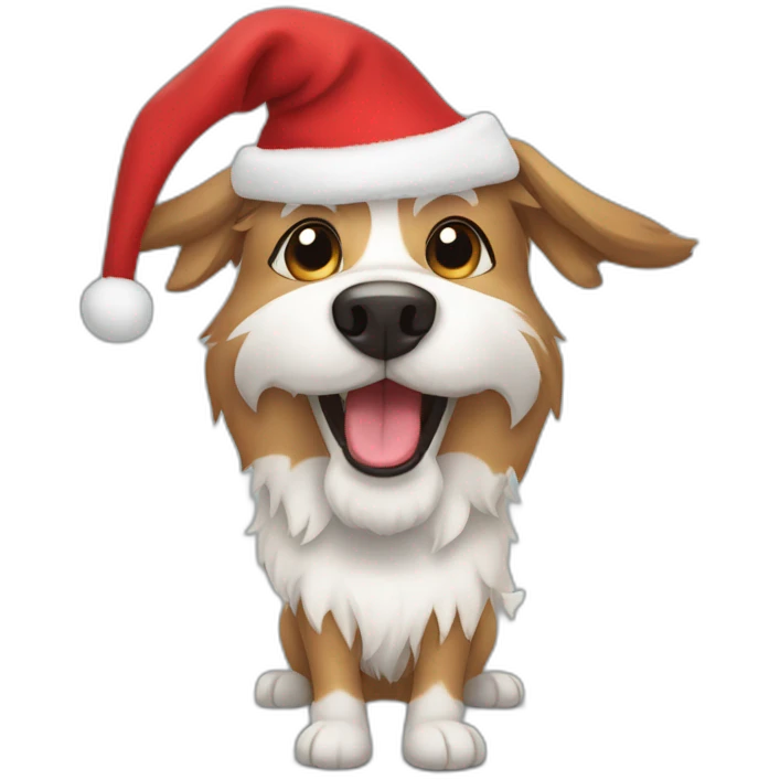 furry happy dog with chistmas hat emoji