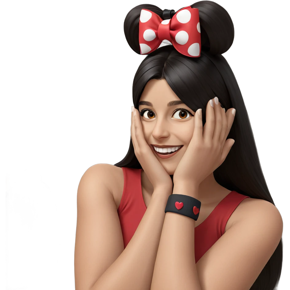 smiling girl with hair bow emoji