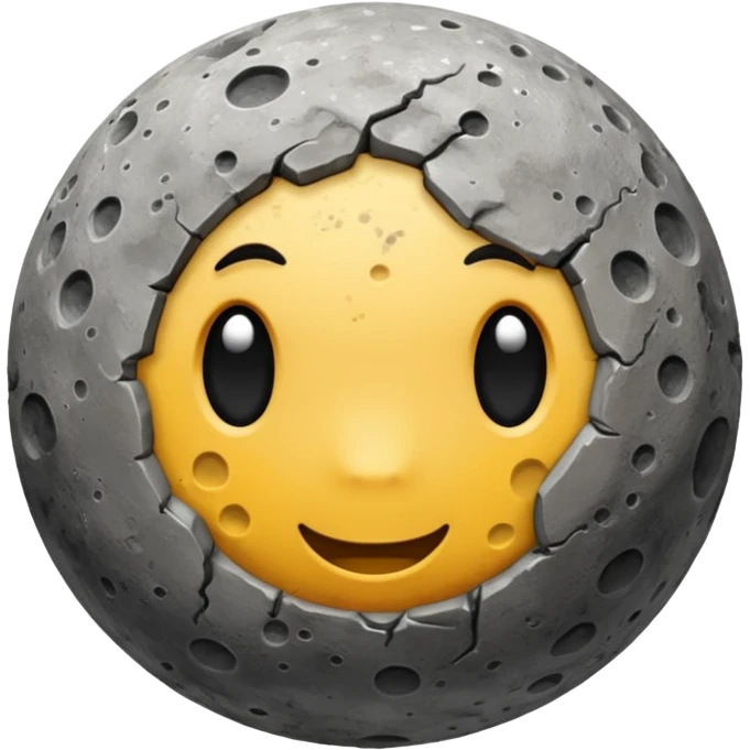 planet Mercury as a round, rocky gray ball covered in pitted marks and rough patches with more pronounced craters, emoji style emoji