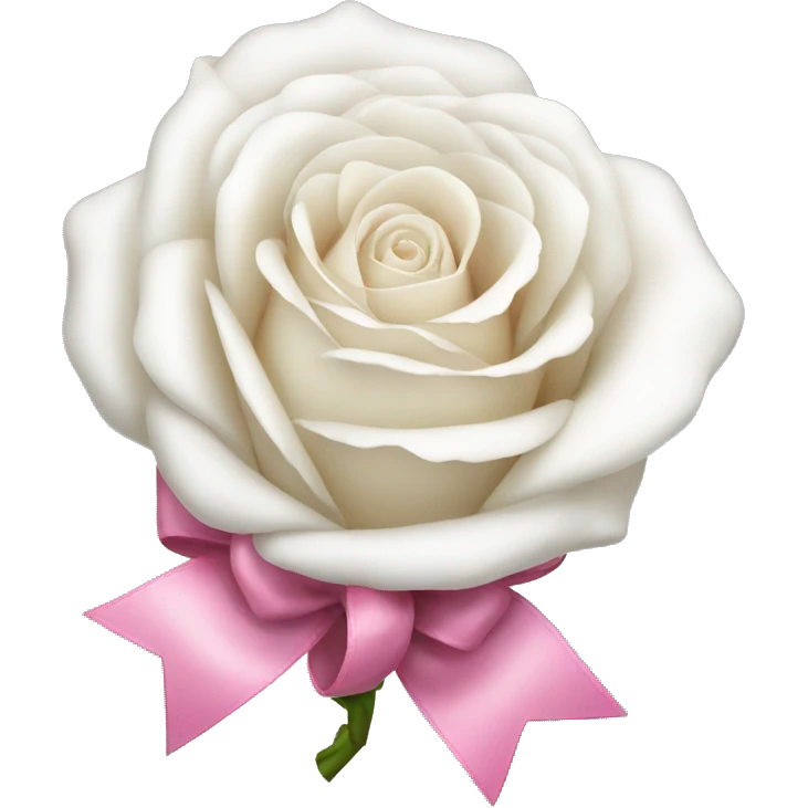 White rose with pink bow emoji