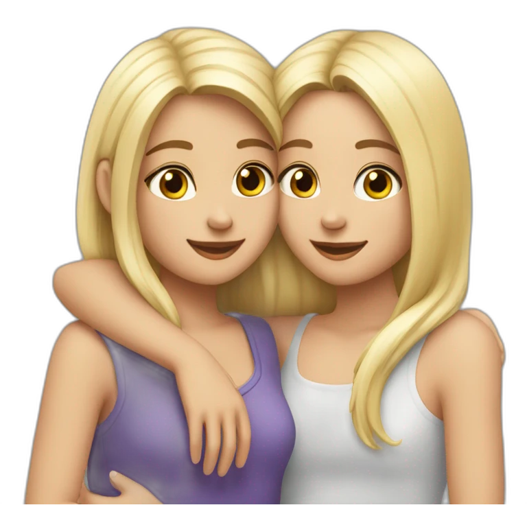 two girls, blonde and brunette hug each othertwo girls, blonde and brunette hug each other emoji