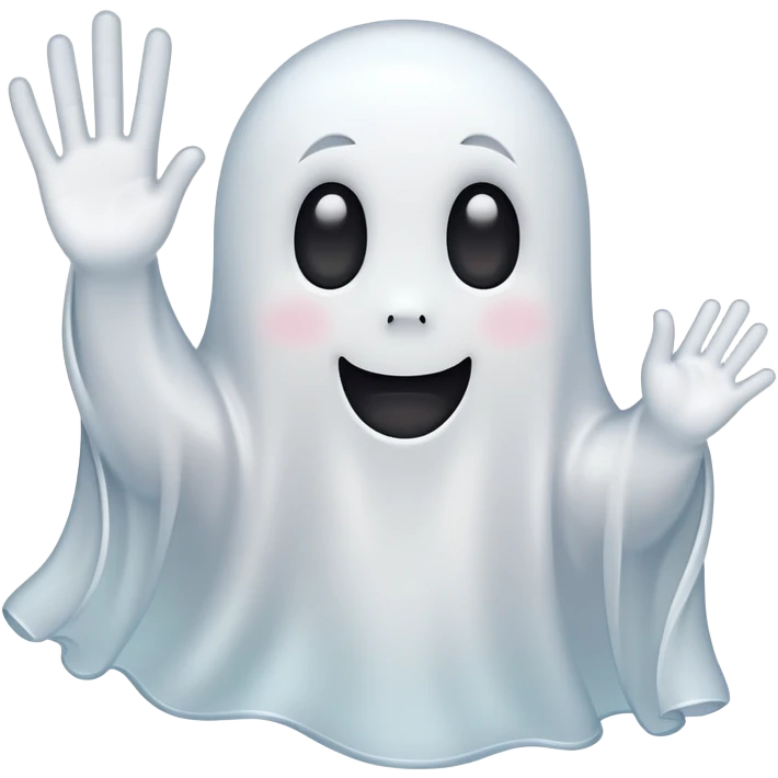 cute white ghost waving emoji