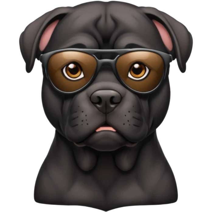 A a black cane corso with Oakley sunglasses emoji