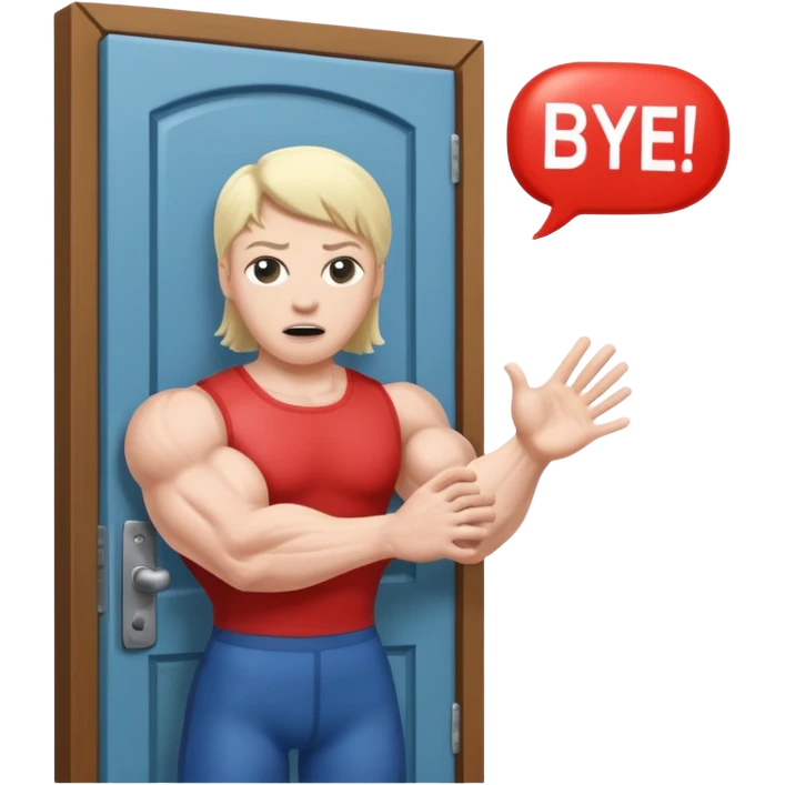 An arm slamming the door with a chat bubble that reads "Bye Felicia" emoji