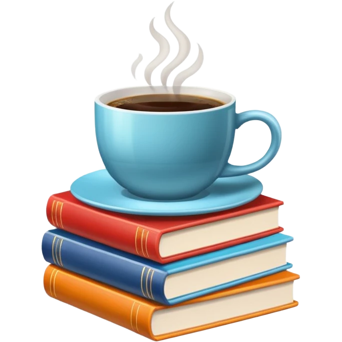 books of different Color and coffee  emoji