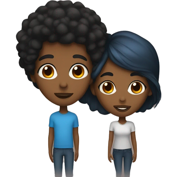black woman with blue eyes kiss brown man with black hair and blue eyes emoji