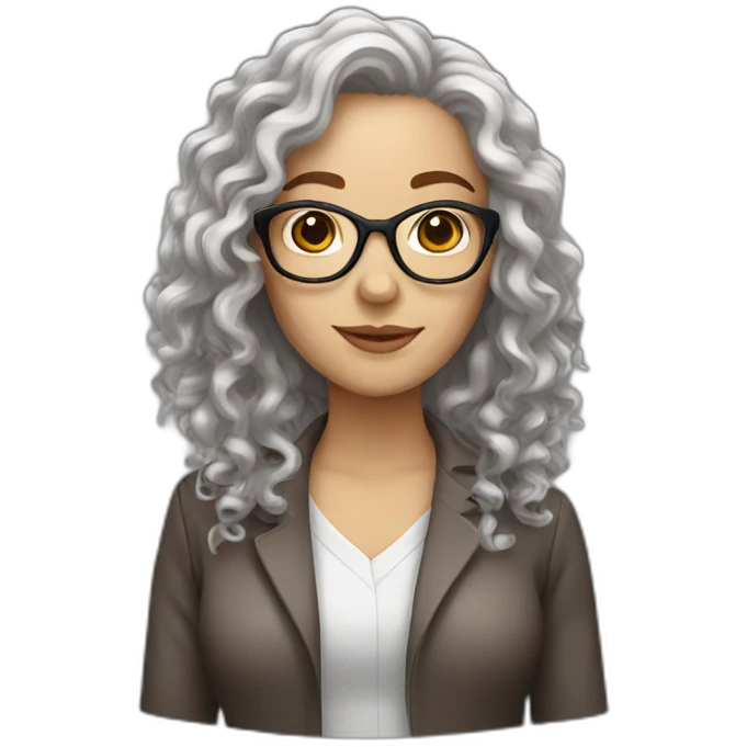 white woman with brown long curly hair and glasses emoji