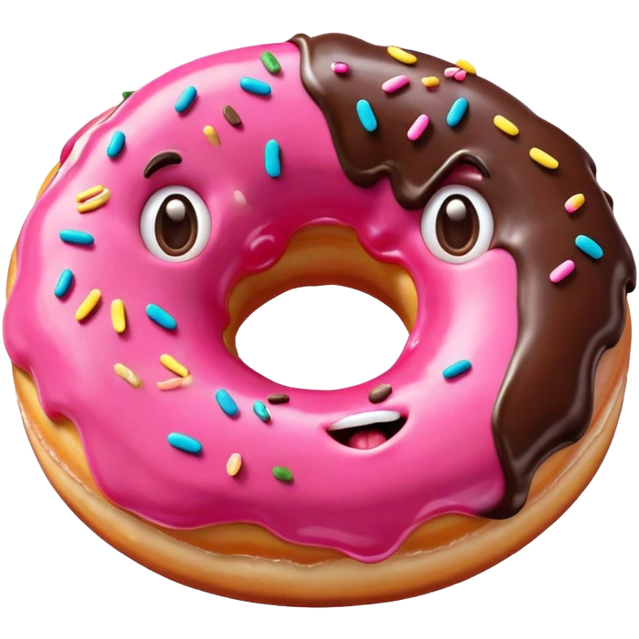 Pink Donut with a cute face drooling to express hunger  emoji