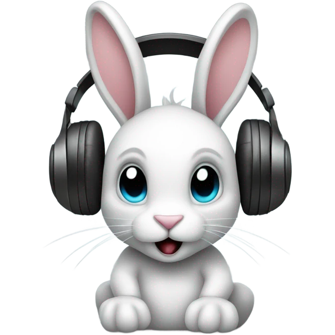 A rabbit listening to metal emoji