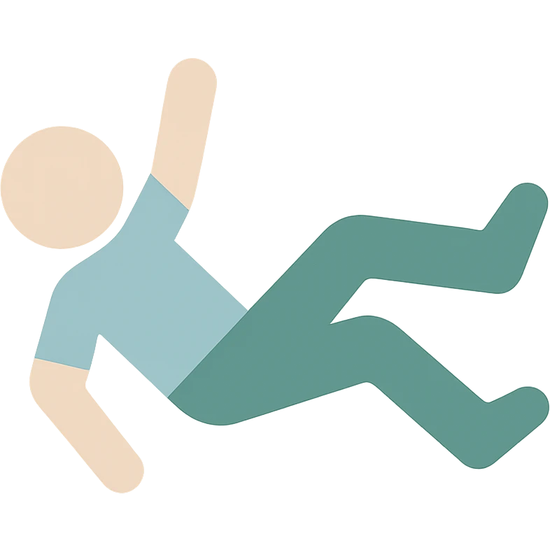 flat color icon showing a person or object falling emoji
