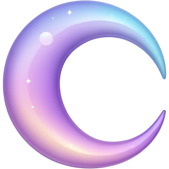 Sparkly glossy Pastel lilac-gradient crescent emoji